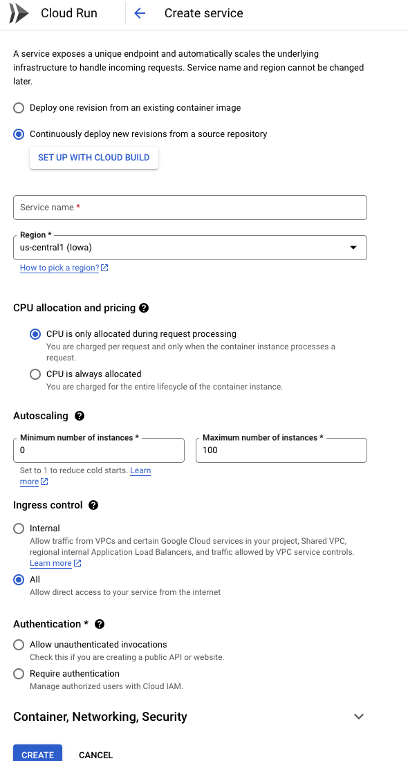 Creating Cloud Run